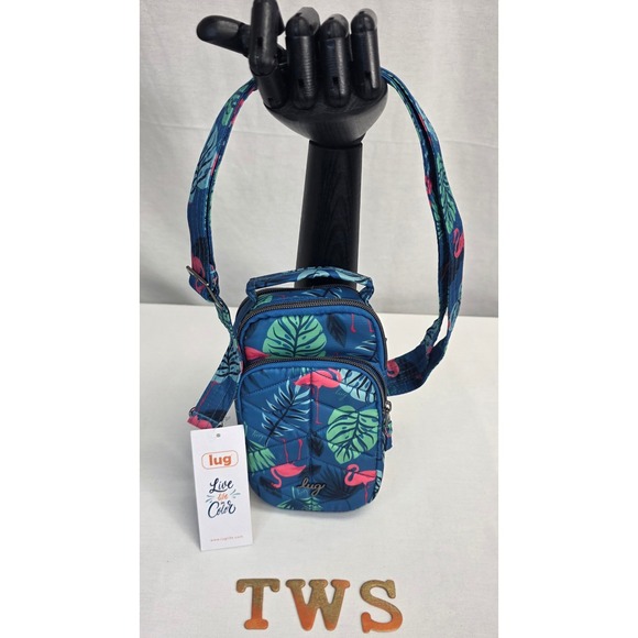 lug Handbags - Lug Skeeter Mini Crossbody Bag Flamingo Blue Tropical Quilted Belt Bag NWT